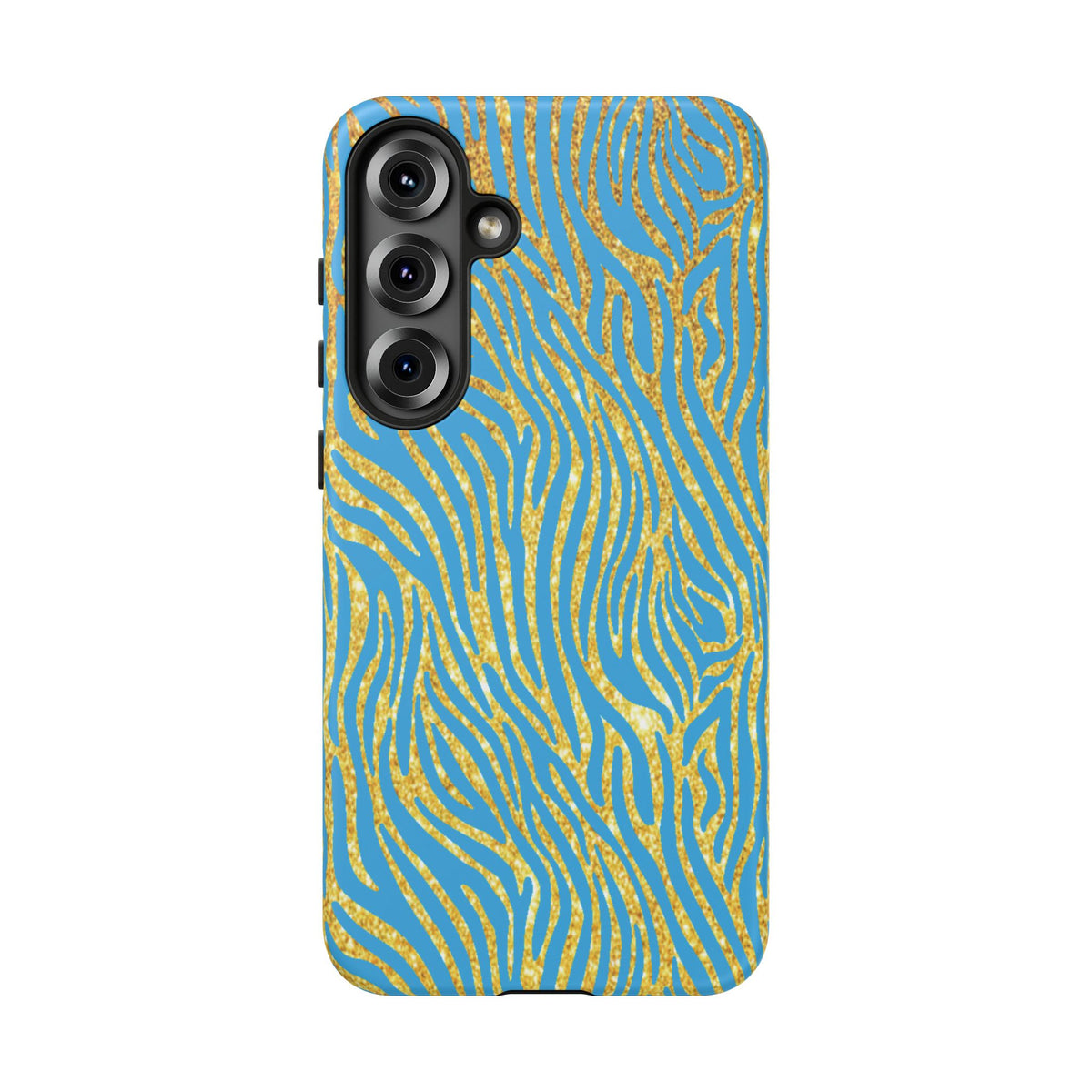 Blue Gold Zebra Tough Case for iPhone, Galaxy, or Google Pixel