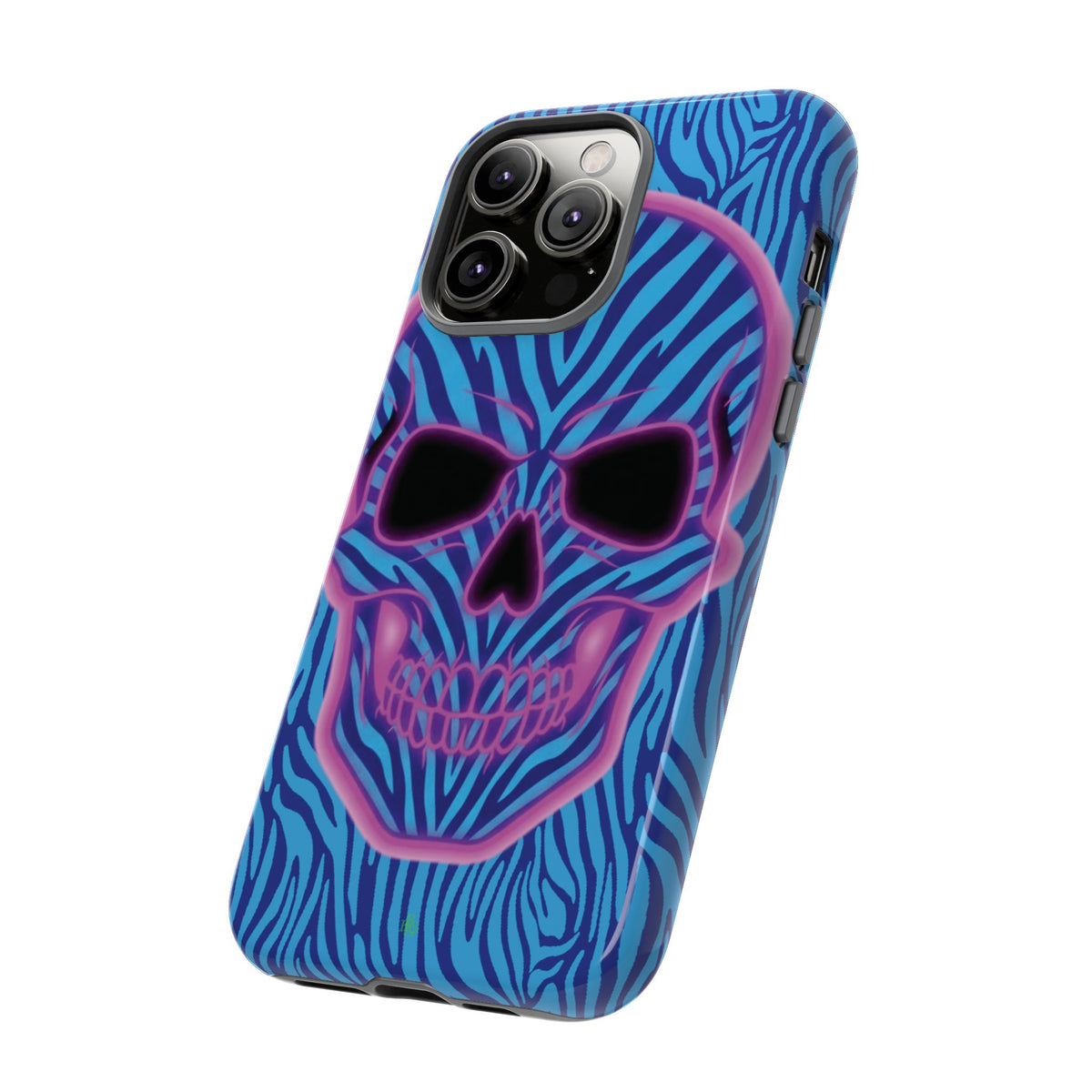 Neon Zebra Skull Tough Phone Case for iPhone, Galaxy, or Google Pixel