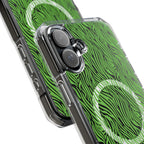 Neon Green Zebra Magnetic iPhone 14, 15, 16 Series Clear Impact Cases