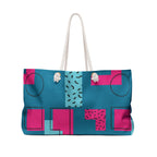 Retro Blocks Teal Green Eco-Friendly Weekender Bag, Travel Tote, Beach Bag