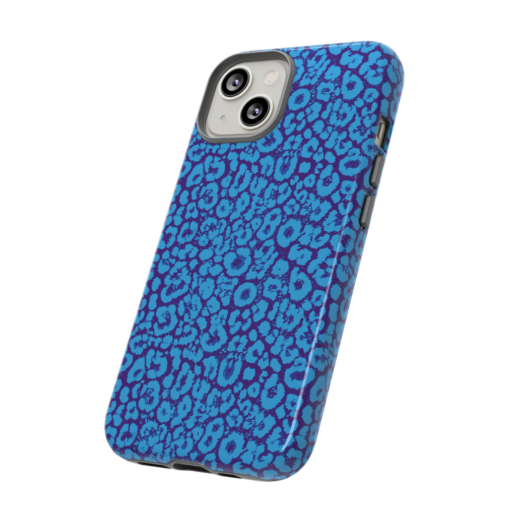 Blue Purple Leopard Tough Phone Case iPhone, Galaxy, or Google Pixel