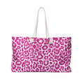 Pink Leopard Eco Friendly Weekender Bag, Travel Tote, Beach Bag