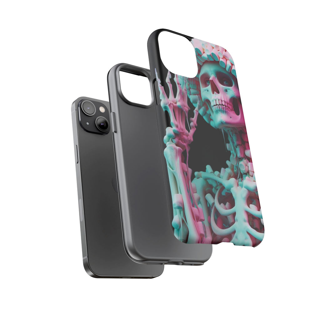 Neon Pink Skeleton (Black) Tough Phone Case for iPhone, Galaxy, or Google Pixel