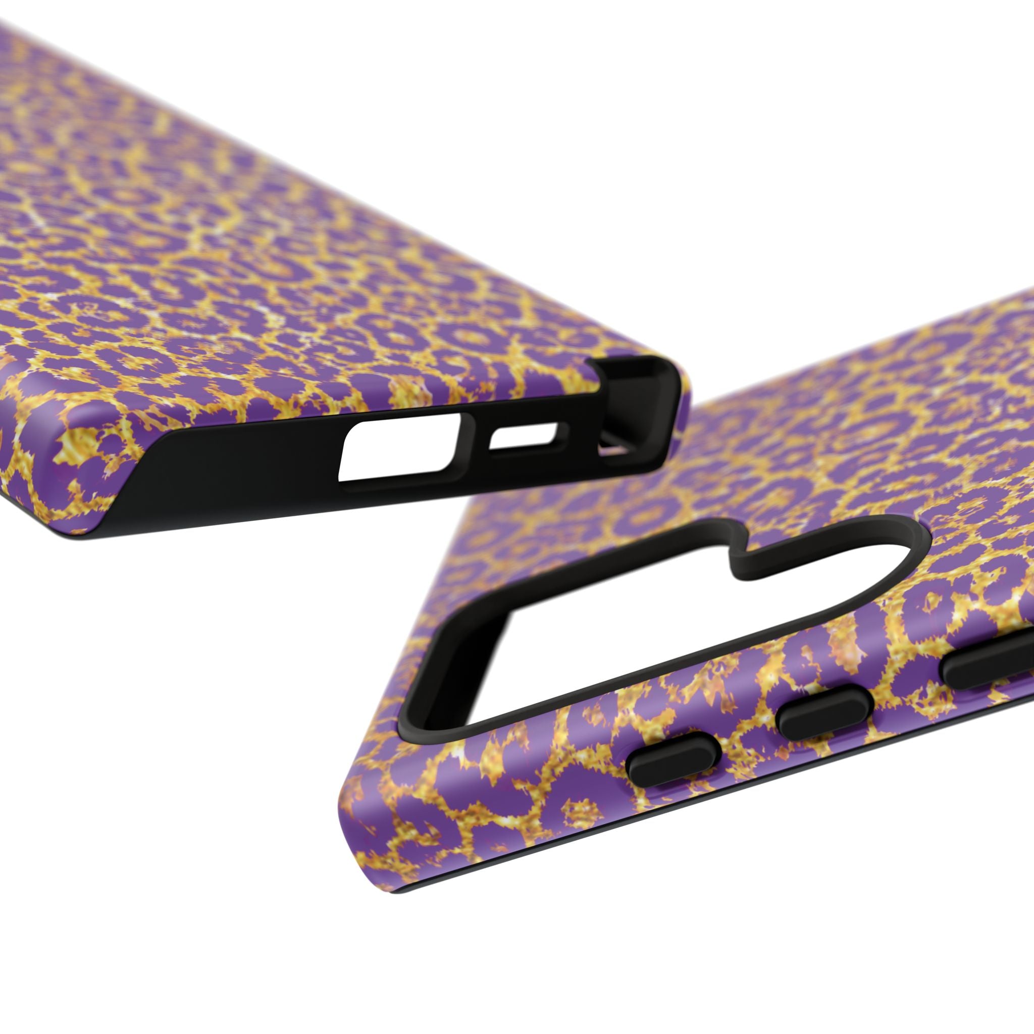 Purple Gold Leopard Tough Phone Case for iPhone, Galaxy, or Google Pixel