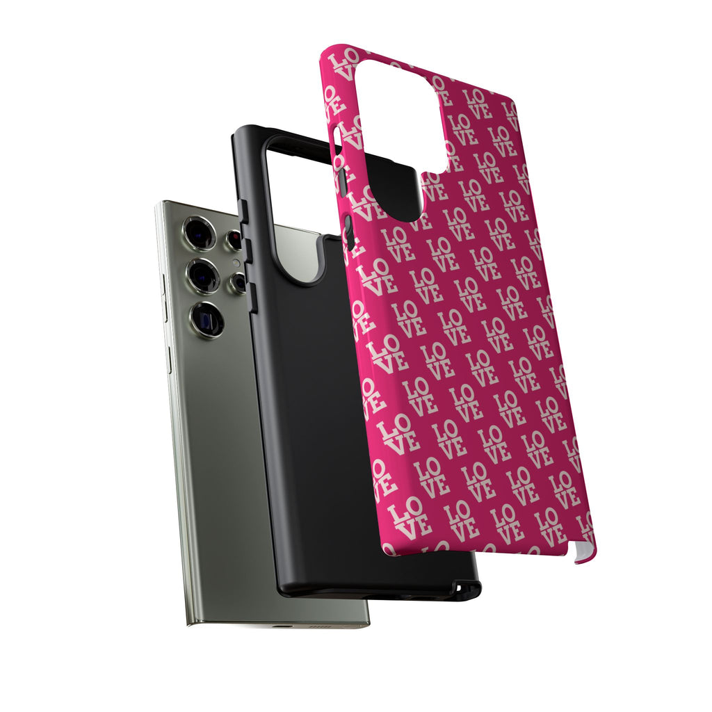 Vibrant Pink LOVE Tough Case iPhone, Galaxy, or Google Pixel