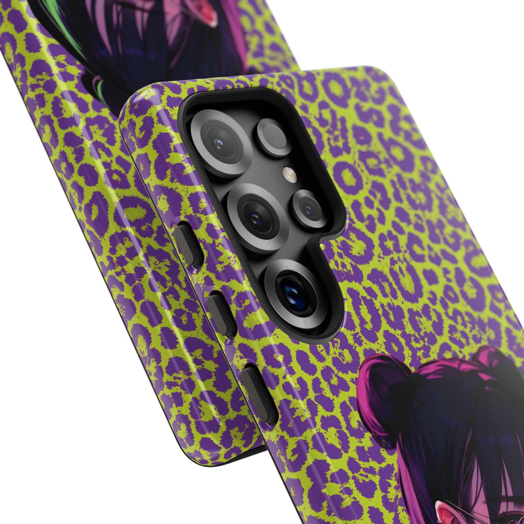 Purple Neon Lime Leopard Kz Tough Case for iPhone, Galaxy, or Google Pixel