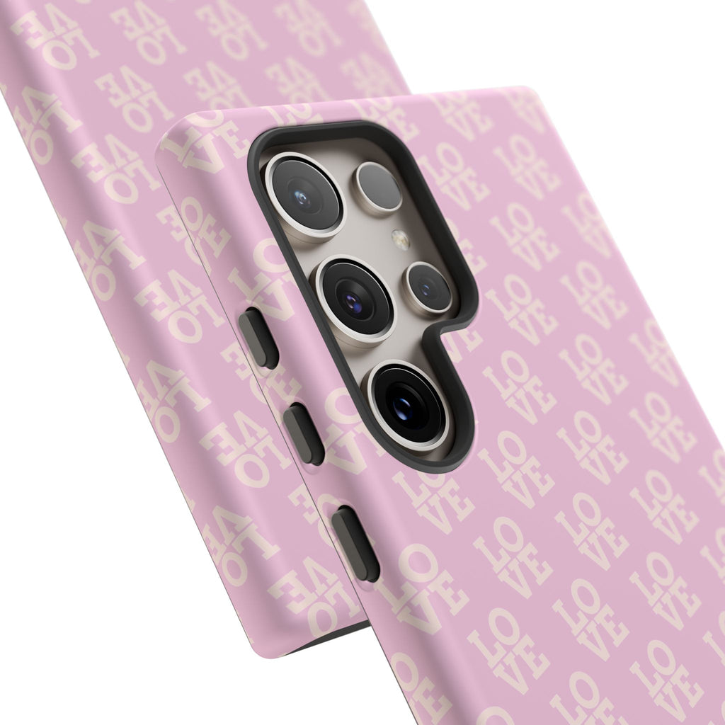 LOVE Pink Tough Phone Case for iPhone, Galaxy, or Google Pixel