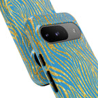 Blue Gold Zebra Tough Case for iPhone, Galaxy, or Google Pixel