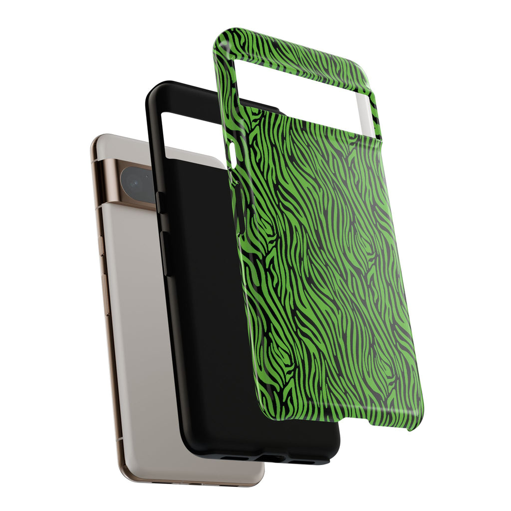 Neon Green Zebra Tough Phone Case iPhone, Galaxy, or Google Pixel
