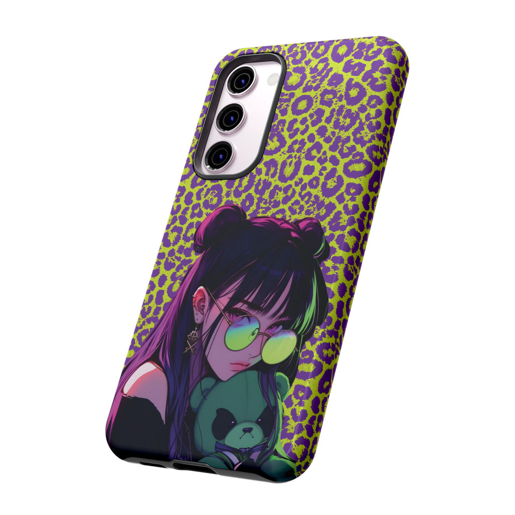 Purple Neon Lime Leopard Kz Tough Case for iPhone, Galaxy, or Google Pixel