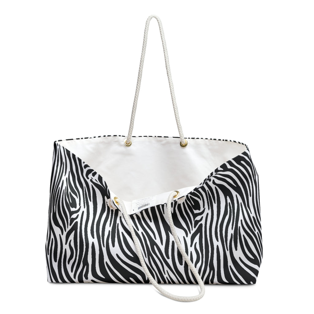 Zebra Eco Friendly Weekender Bag, Travel Tote, Beach Bag