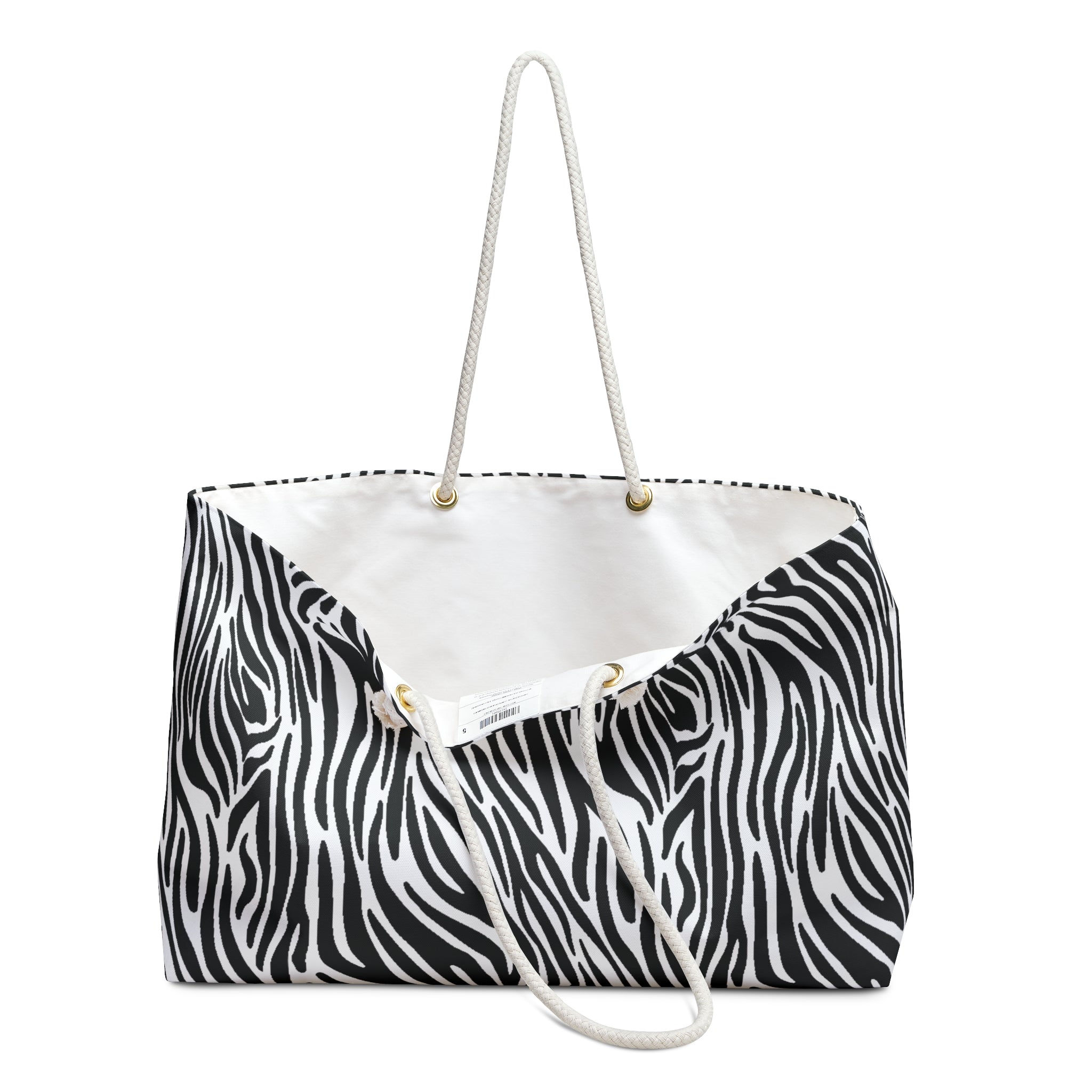 Zebra Eco Friendly Weekender Bag, Travel Tote, Beach Bag