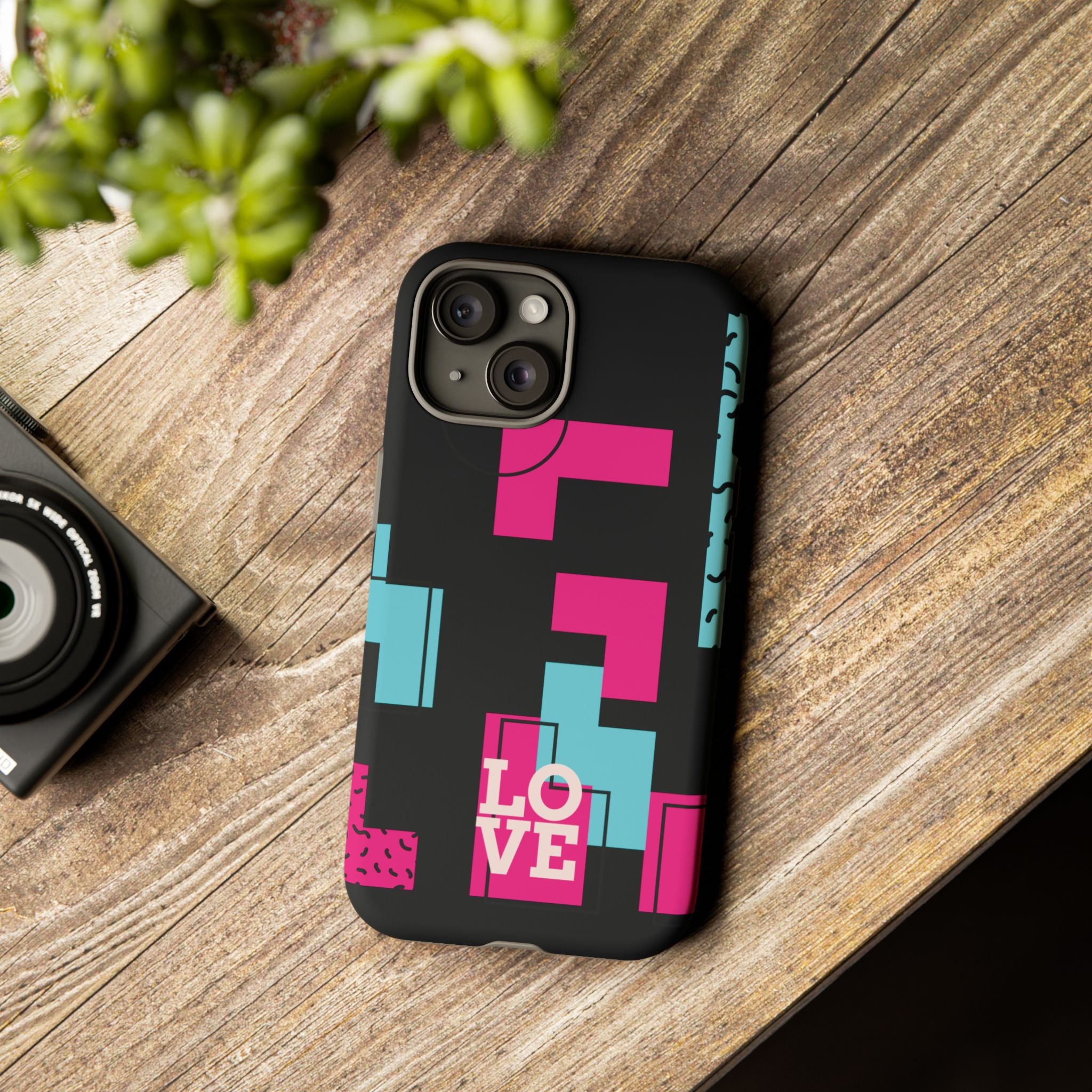 Retro Blocks LOVE Tough Case for iPhone, Galaxy or Google Pixel