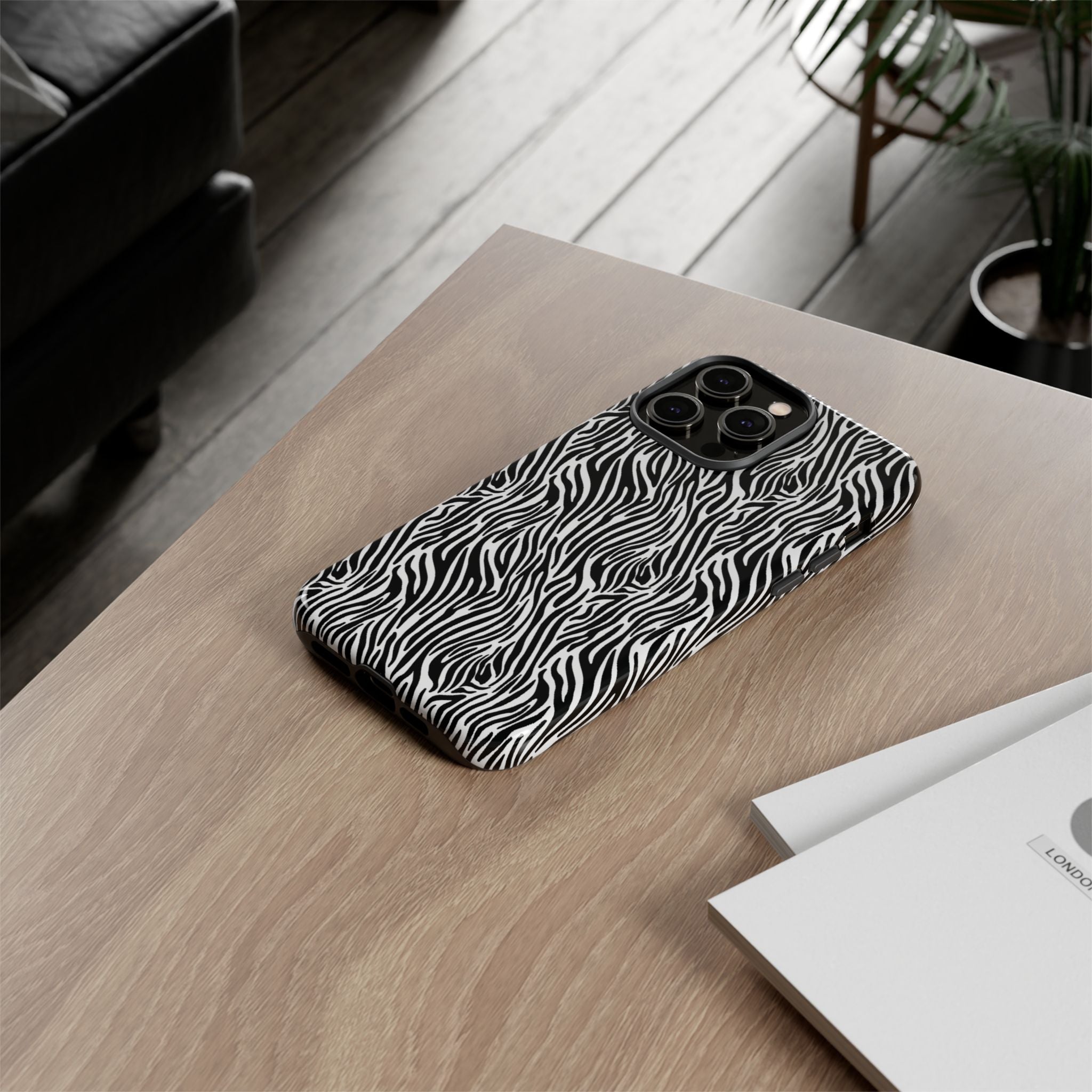Black and White Zebra Print Tough Case iPhone, Galaxy and Google Pixel