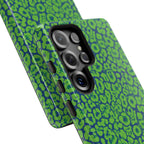 Blue Neon Green  Leopard Tough Phone Case for iPhone, Galaxy, or Google Pixel