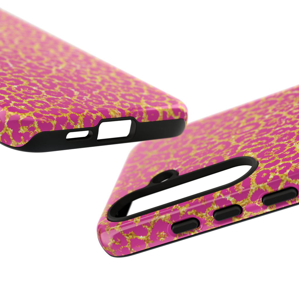 Pink Gold Leopard Tough Case for iPhone, Galaxy, or Google Pixel