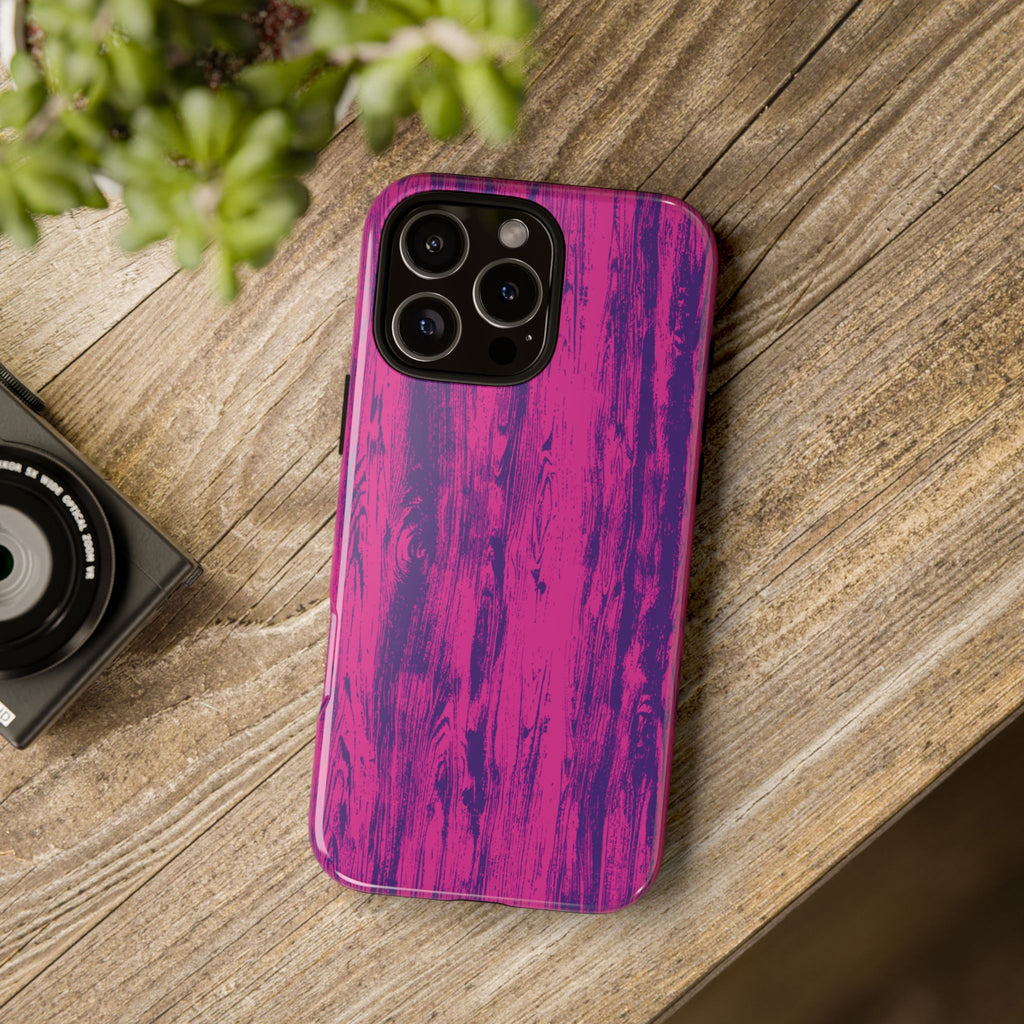 Pink Purple Wood Tough Phone Case iPhone, Galaxy, or Google Pixel