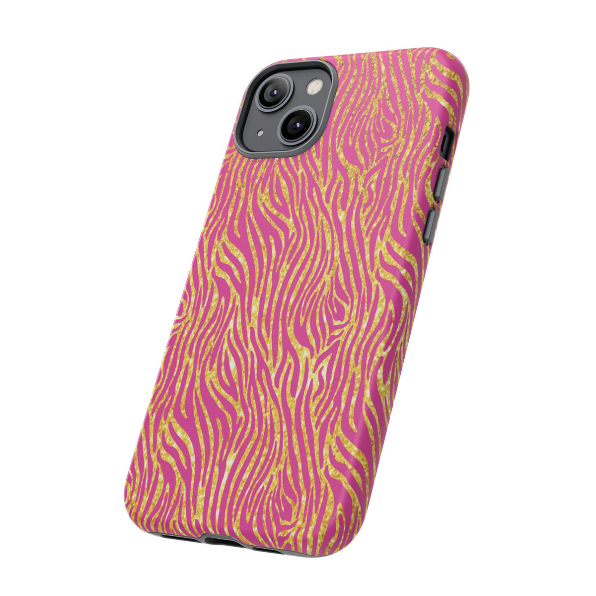 Pink Gold Zebra Print Tough Case for iPhone, Galaxy, or Google Pixel