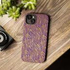 Vibrant Purple Gold Zebra Tough Phone Case iPhone, Galaxy, or Google Pixel