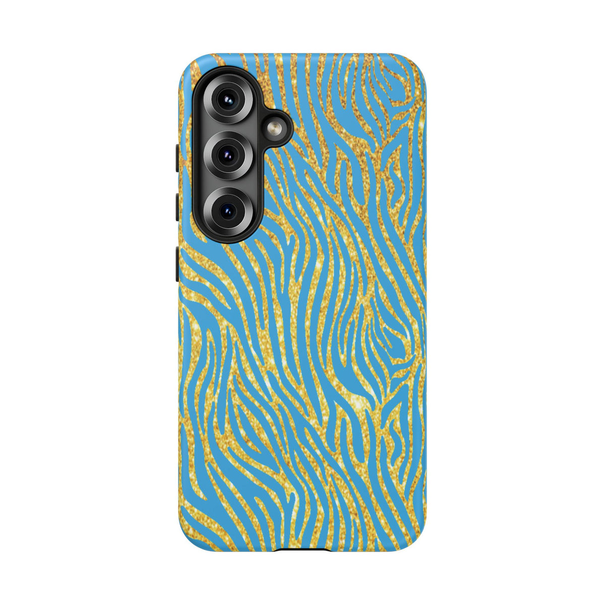 Blue Gold Zebra Tough Case for iPhone, Galaxy, or Google Pixel
