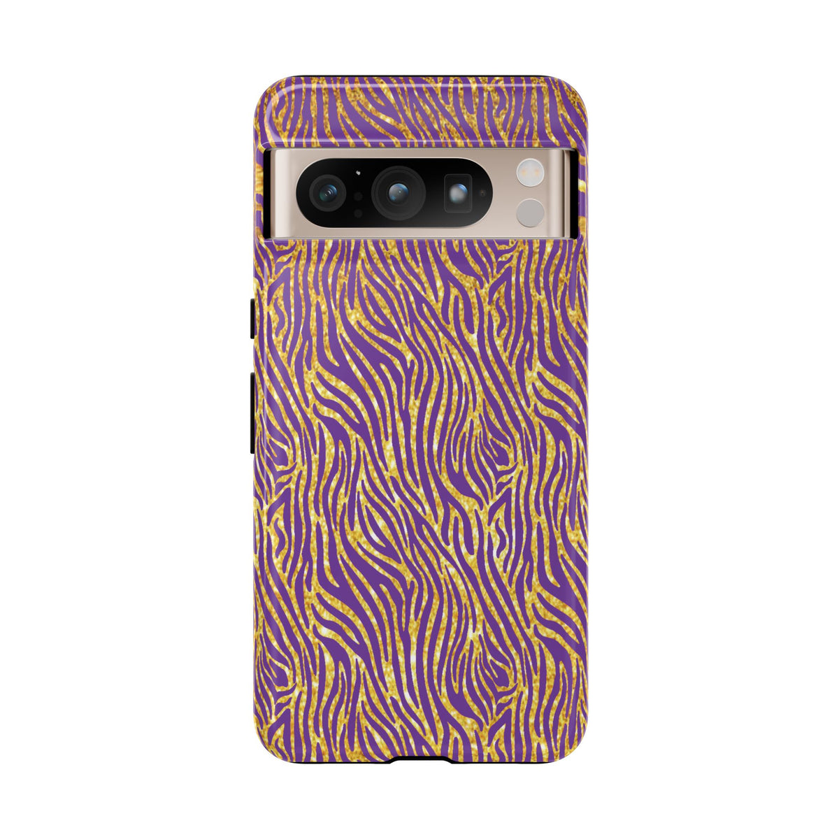 Vibrant Purple Gold Zebra Tough Phone Case iPhone, Galaxy, or Google Pixel