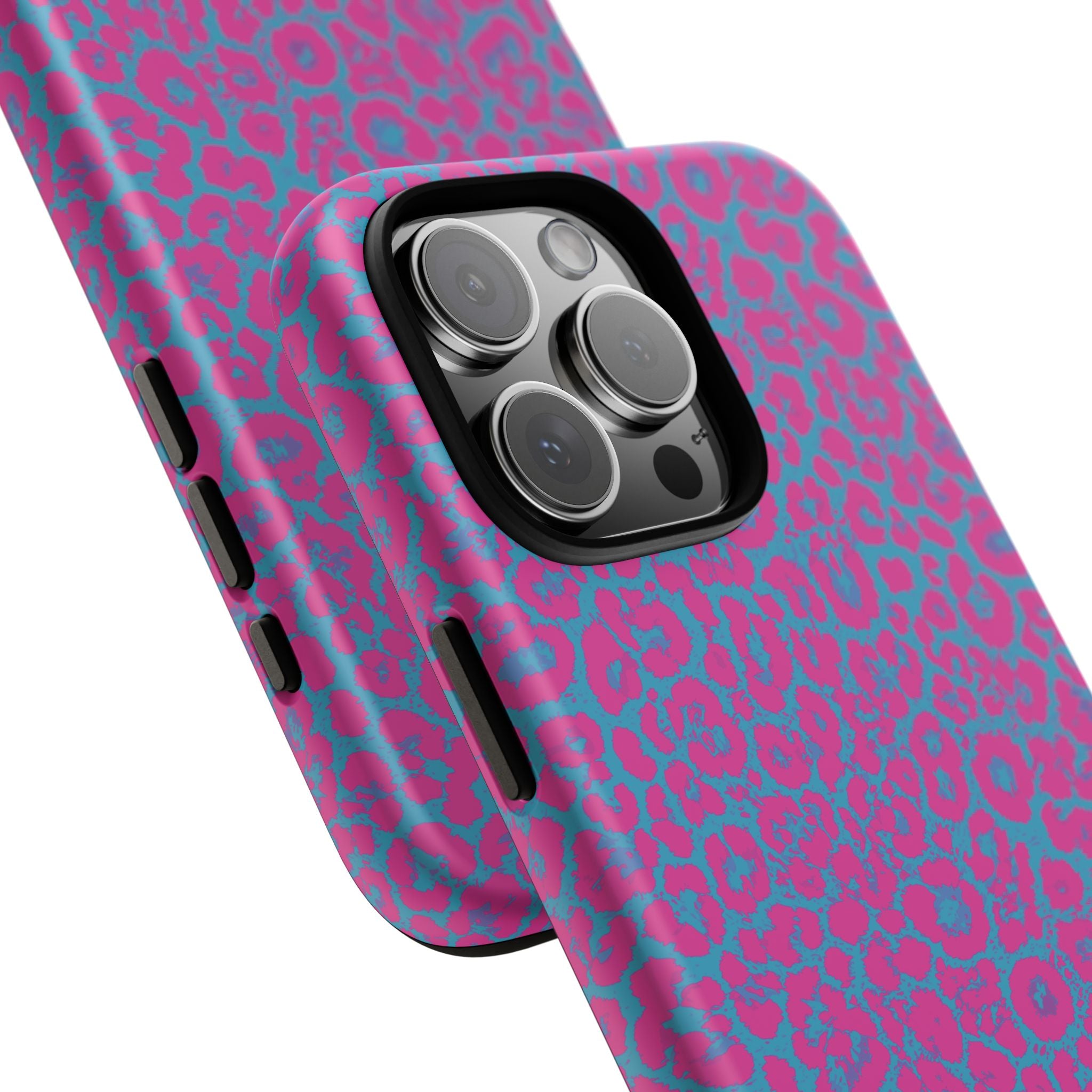 Pink Blue Leopard Tough Phone Case iPhone, Galaxy, or Google Pixel