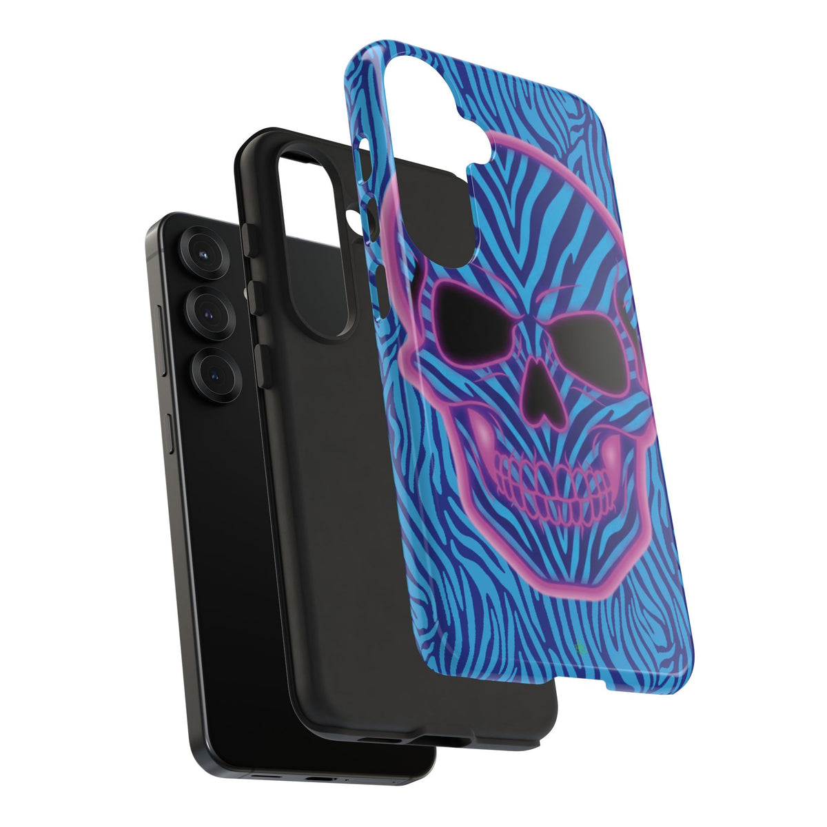 Neon Zebra Skull Tough Phone Case for iPhone, Galaxy, or Google Pixel