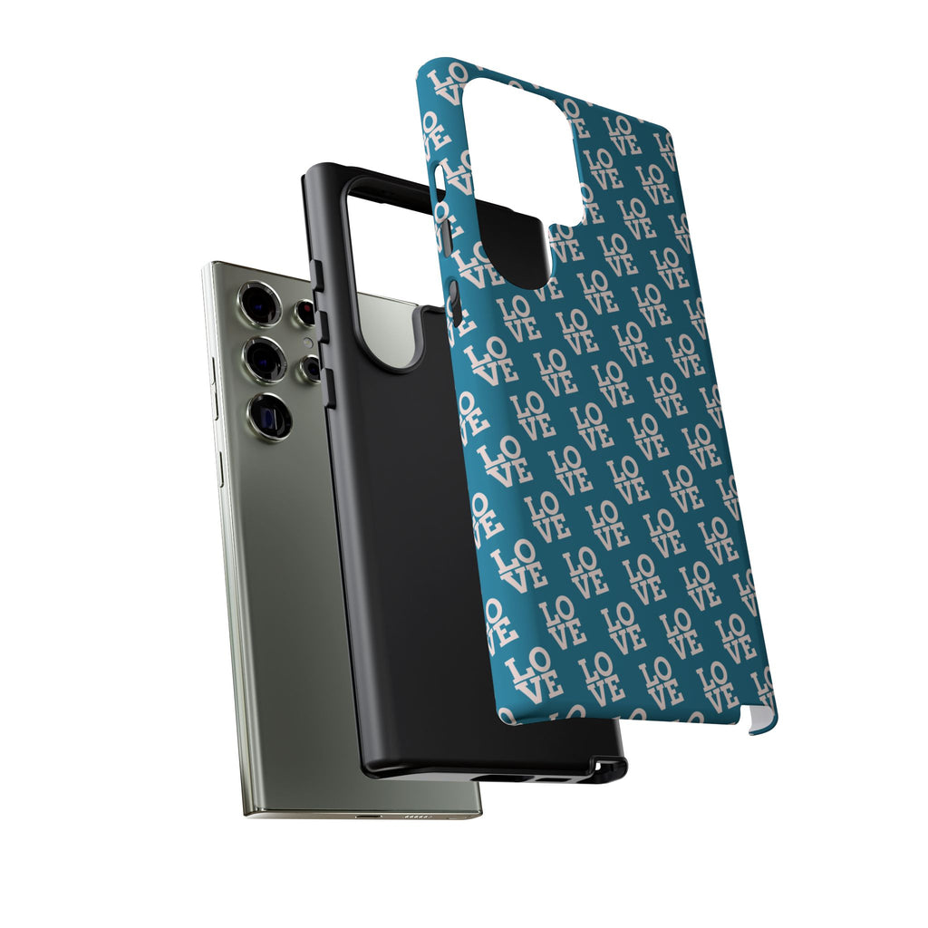 LOVE Teal Green Tough Phone Case iPhone, Galaxy, or Google Pixel