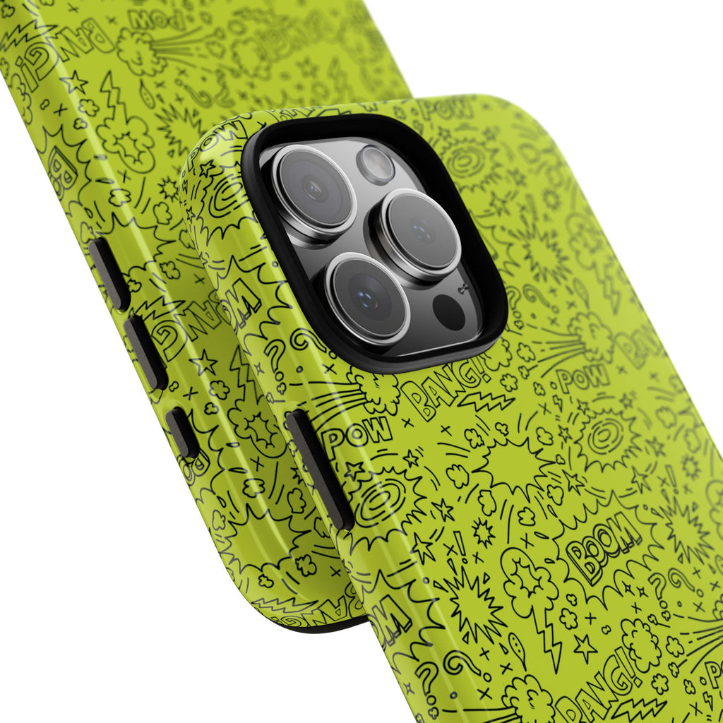 Neon Lime Wow Tough Case for iPhone, Galaxy, or Google Pixel