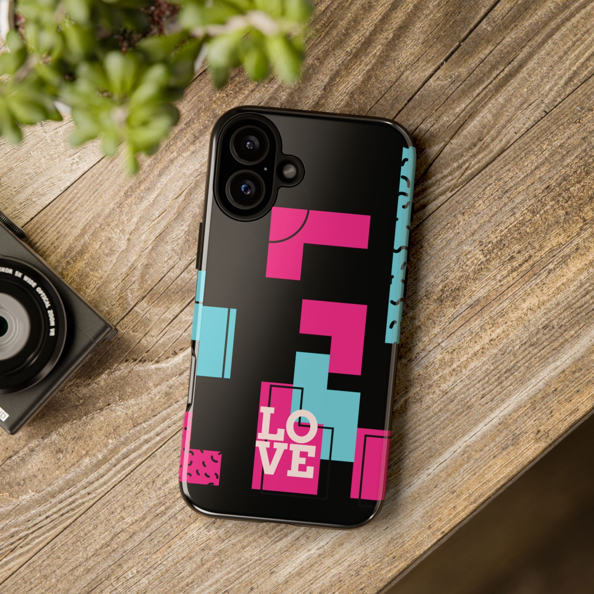 Retro Blocks LOVE Tough Case for iPhone, Galaxy or Google Pixel