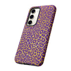 Purple Gold Leopard Tough Phone Case for iPhone, Galaxy, or Google Pixel