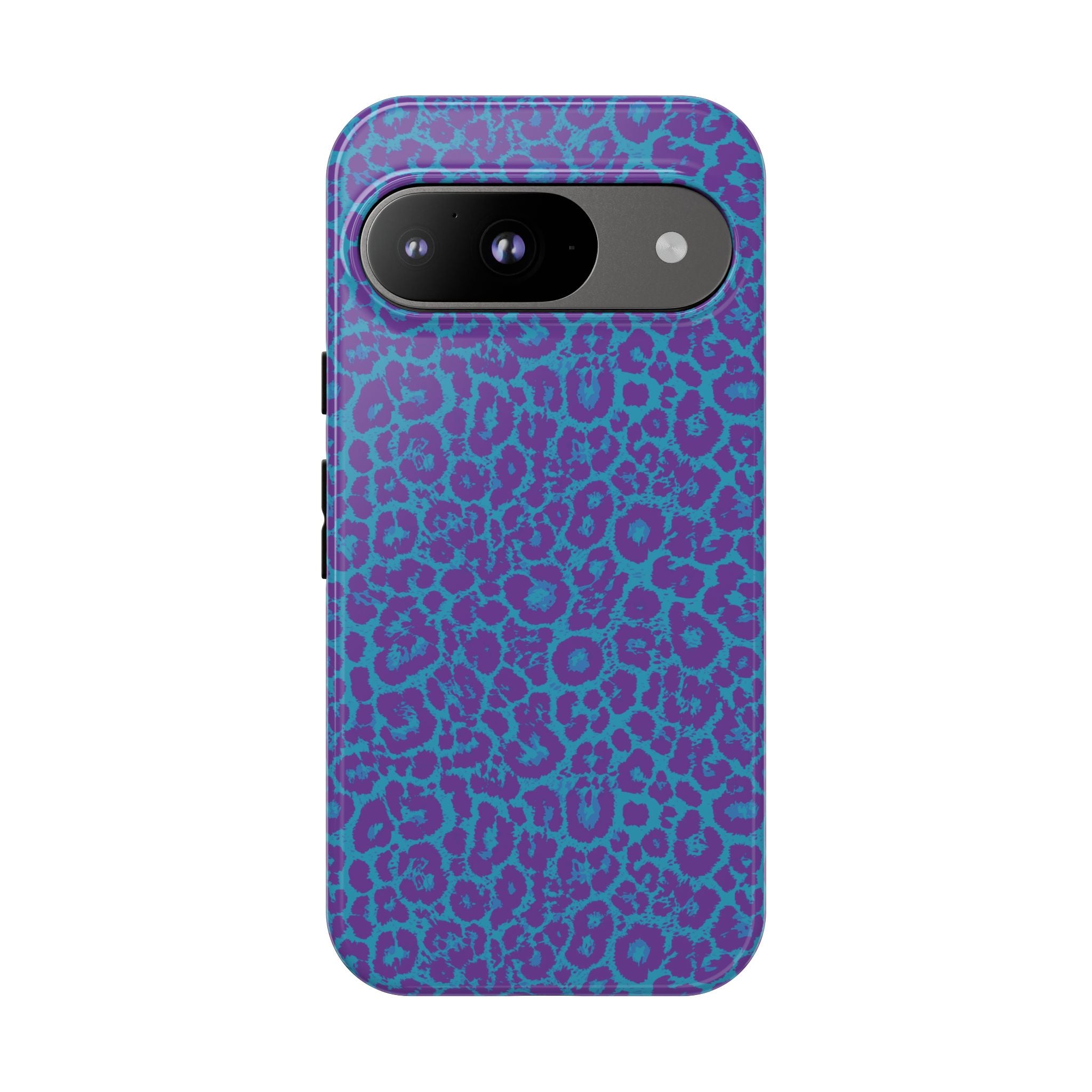Leopard Printed Purple Blue Tough Phone Case for iPhone, Galaxy, or Google Pixel