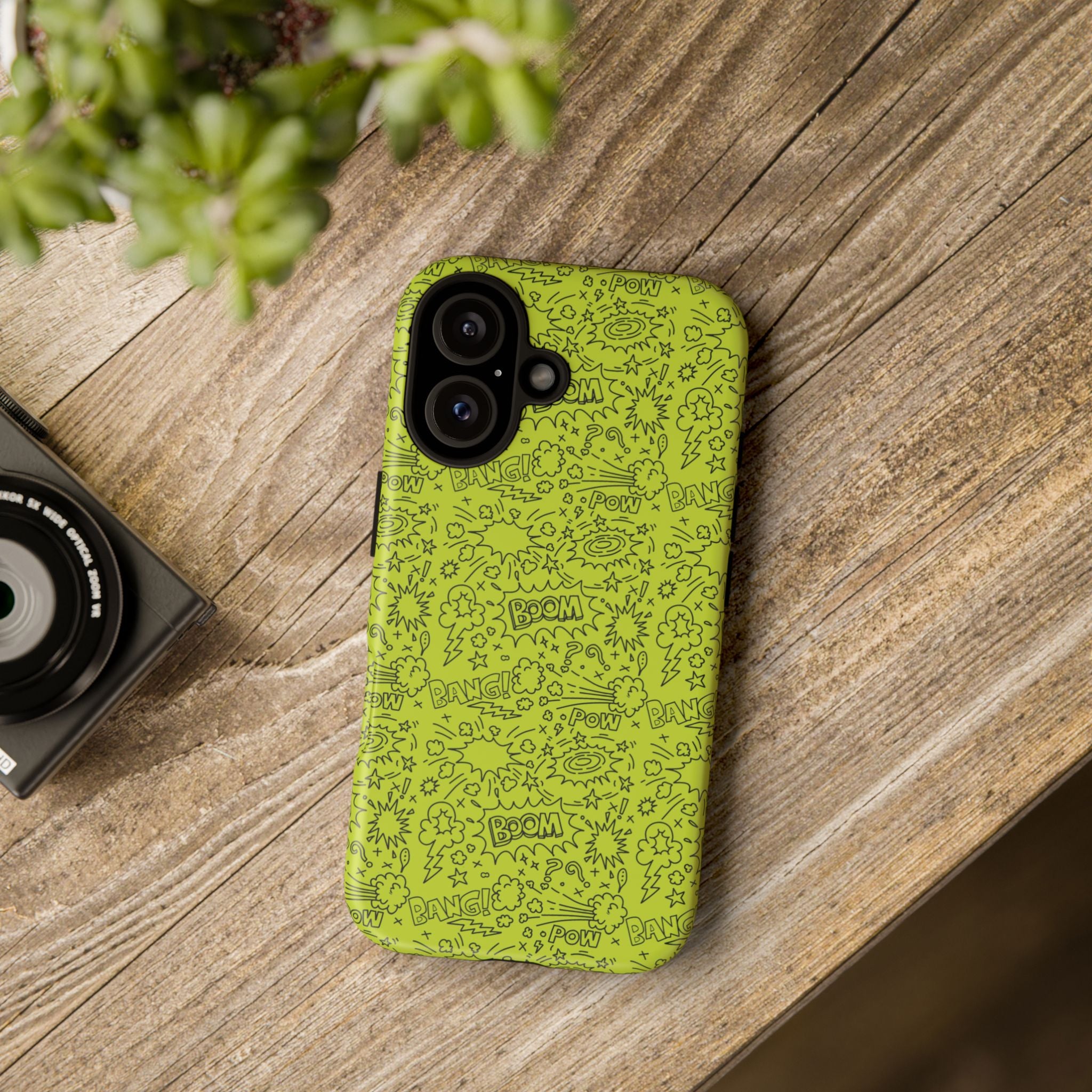 Neon Lime Wow Tough Case for iPhone, Galaxy, or Google Pixel
