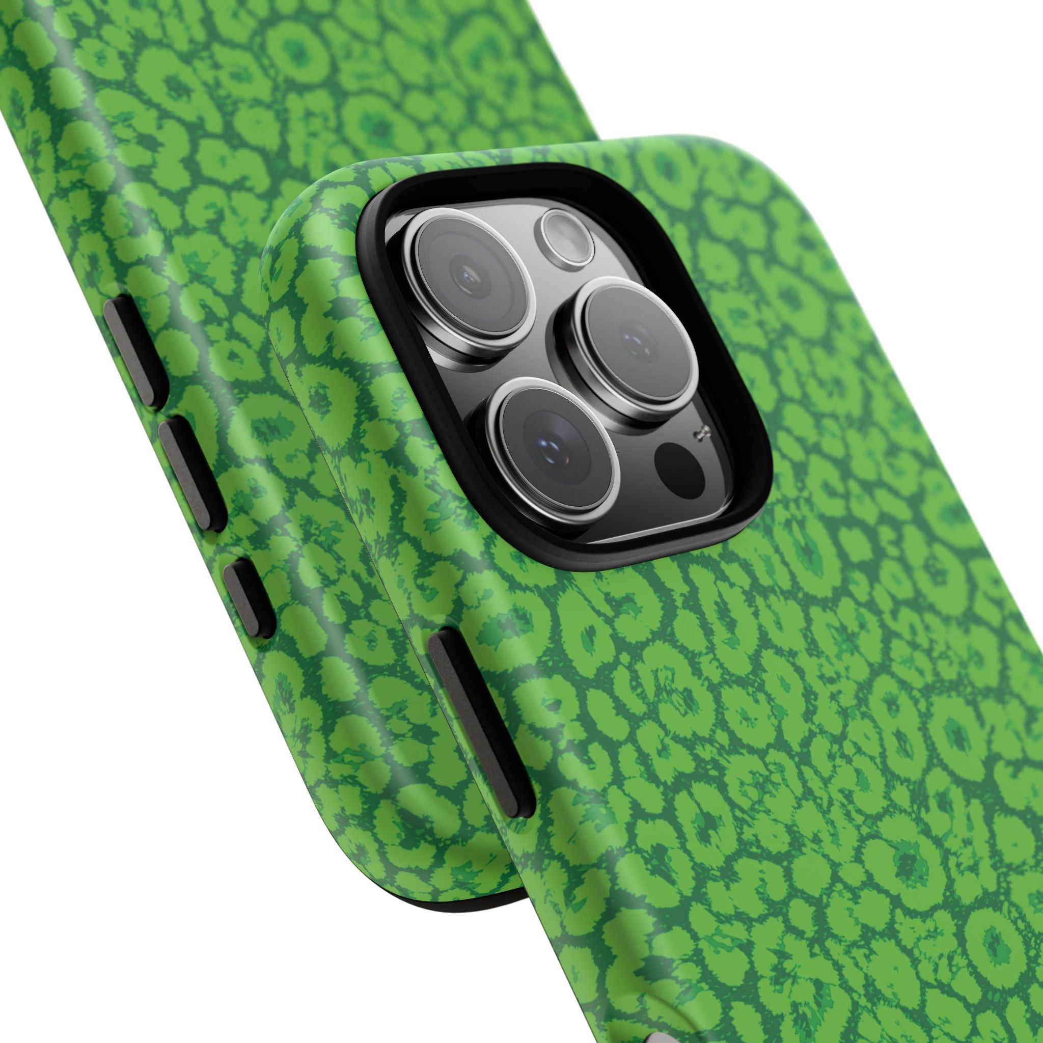 Neon Green Leopard Tough Phone Case for iPhone, Galaxy, or Google Pixel