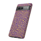 Purple Gold Leopard Tough Phone Case for iPhone, Galaxy, or Google Pixel