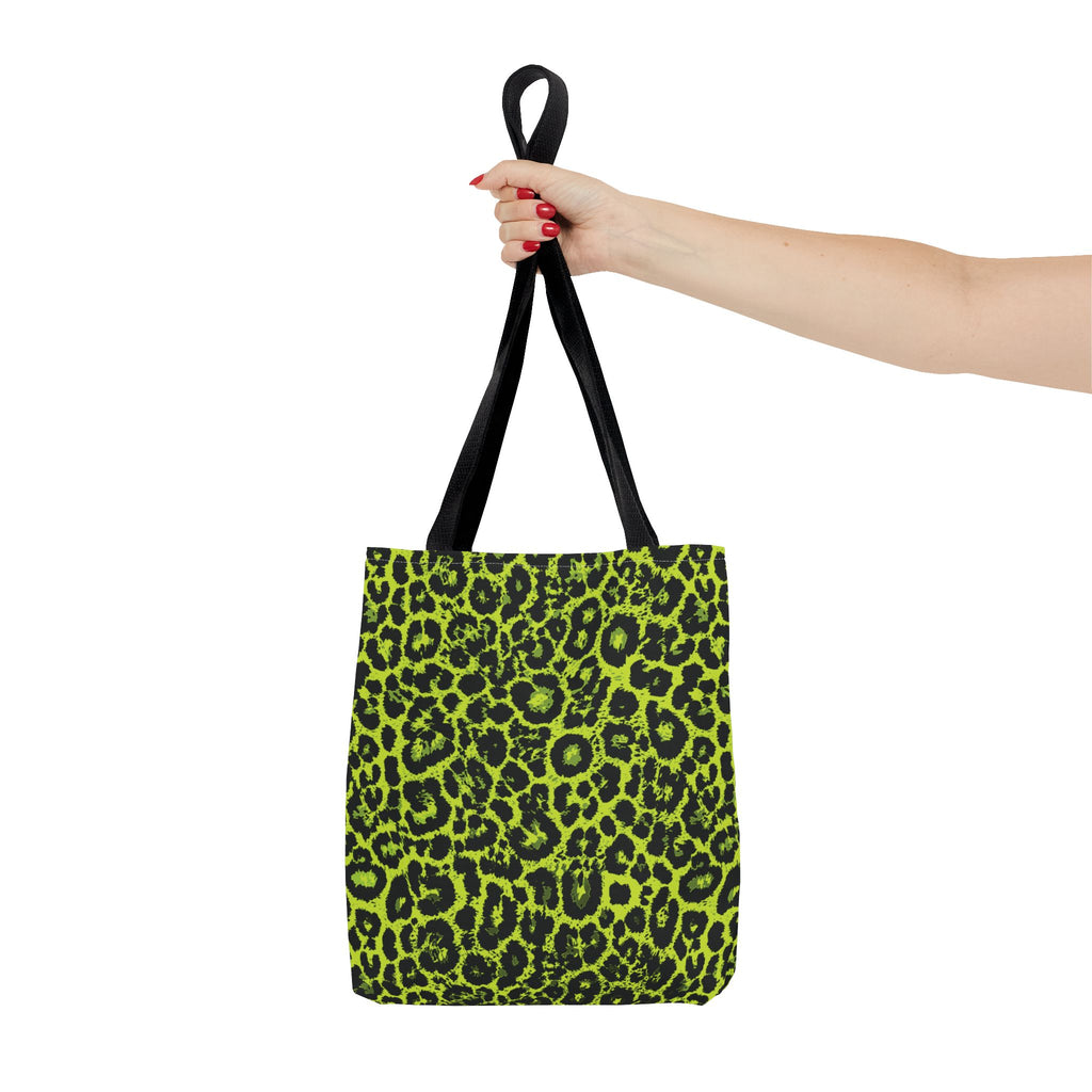 Neon Lime Leopard Tote Bags