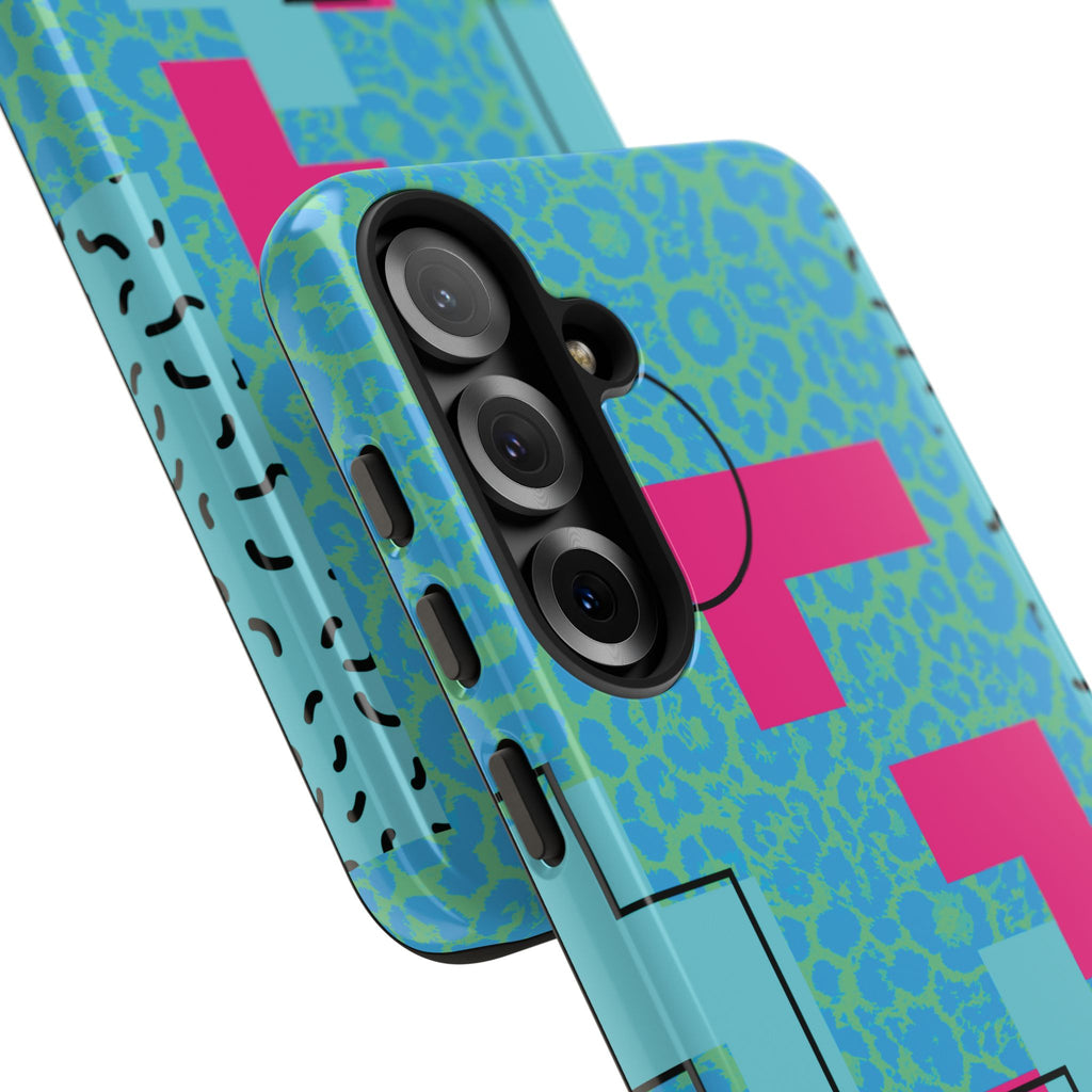 LOVE Aqua Blue Leopard RG Tough Phone Case iPhone, Galaxy, or Google Pixel