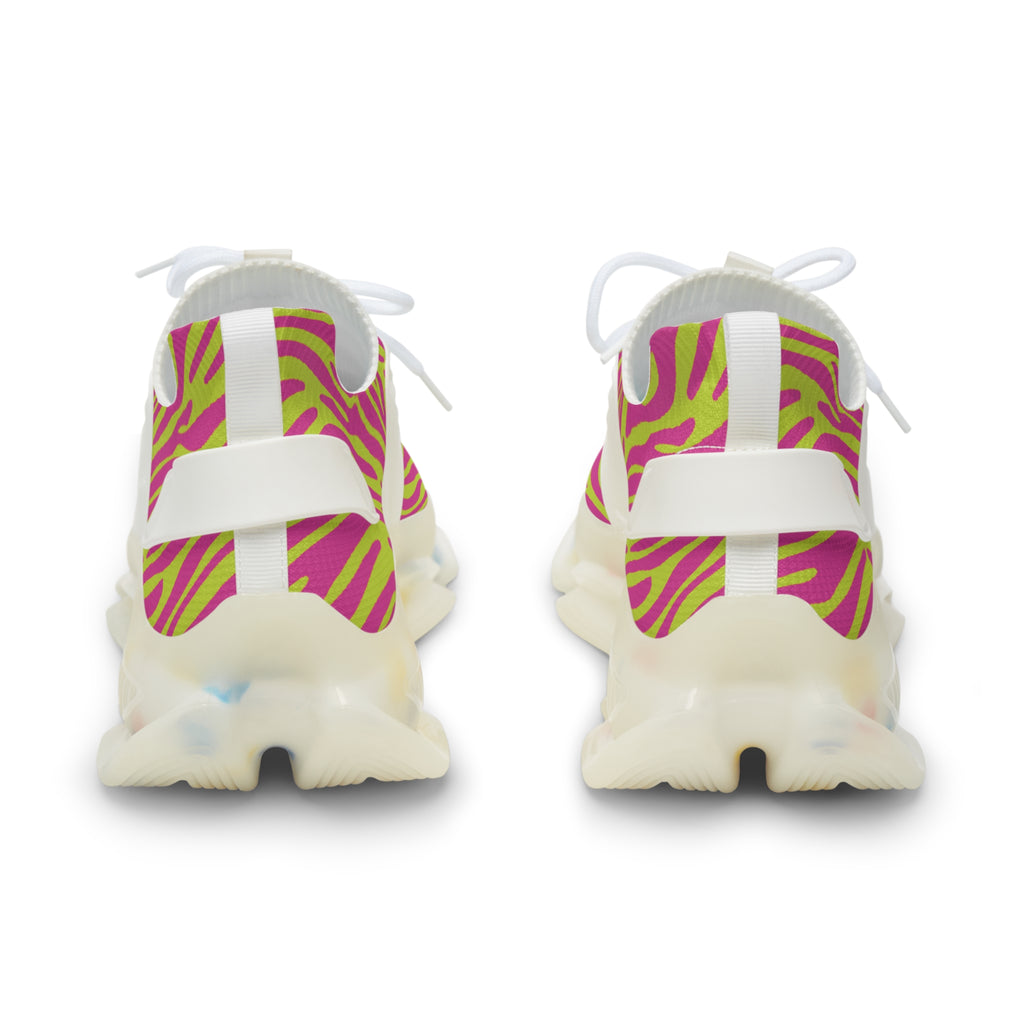 Neon Pink Lime Green Zebra Men's Mesh Sneakers