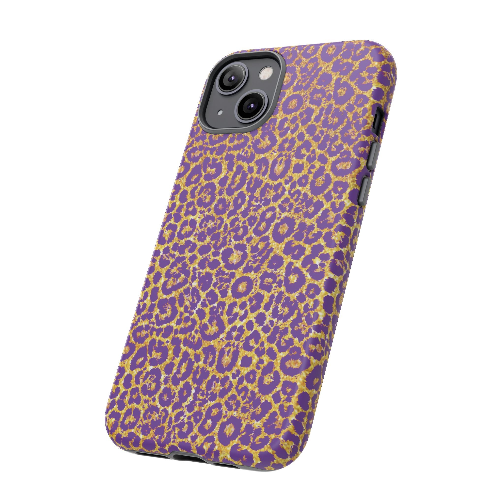 Purple Gold Leopard Tough Phone Case for iPhone, Galaxy, or Google Pixel