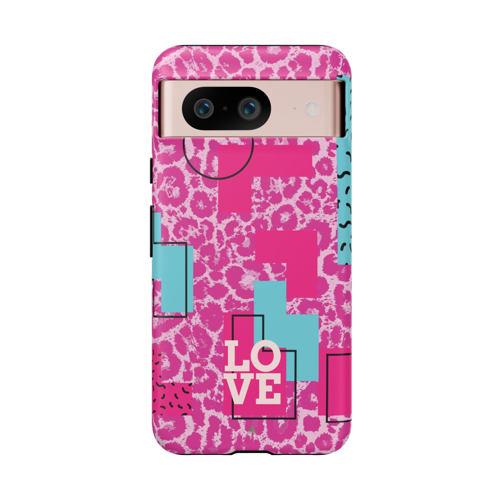 Retro Love Pink Leopard RG Tough Phone Case for iPhone, Galaxy, or Google Pixel