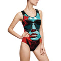Bold Pop-Art Sunglasses Portrait Swimsuit — Women's One-Piece