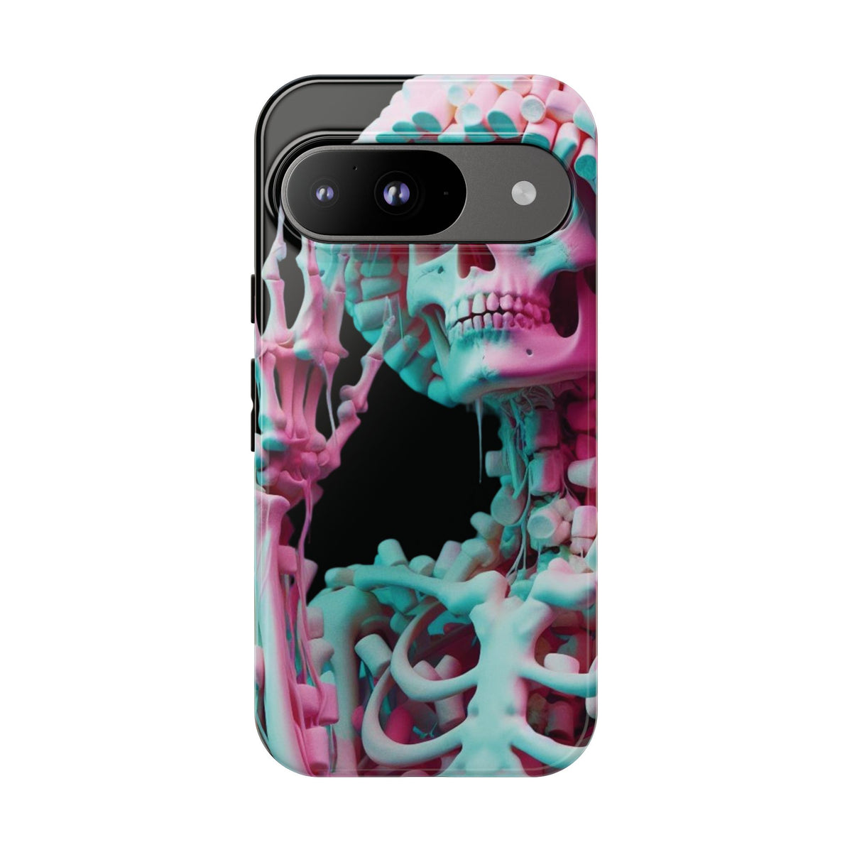 Neon Pink Skeleton (Black) Tough Phone Case for iPhone, Galaxy, or Google Pixel