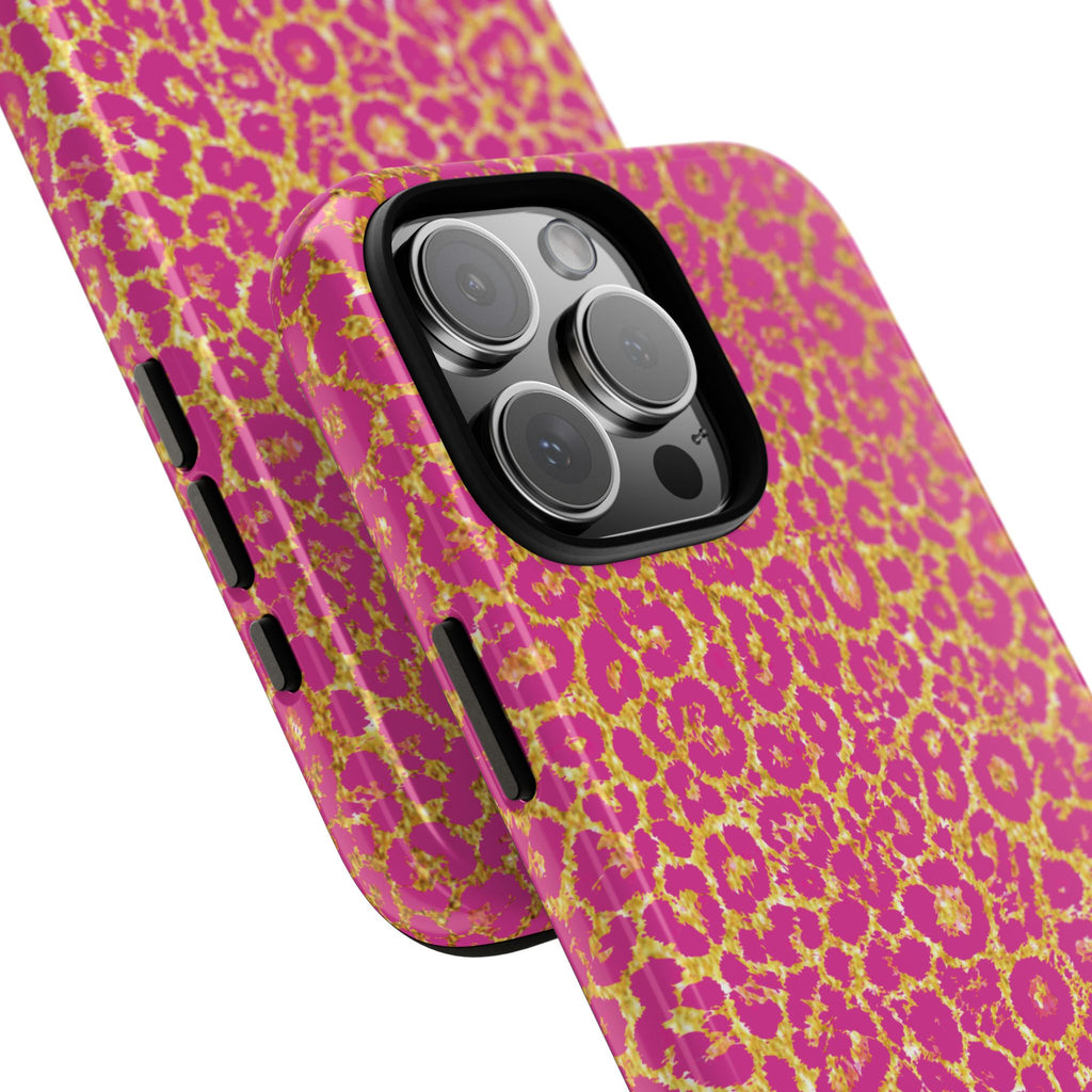 Pink Gold Leopard Tough Case for iPhone, Galaxy, or Google Pixel