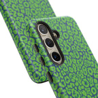 Blue Neon Green  Leopard Tough Phone Case for iPhone, Galaxy, or Google Pixel