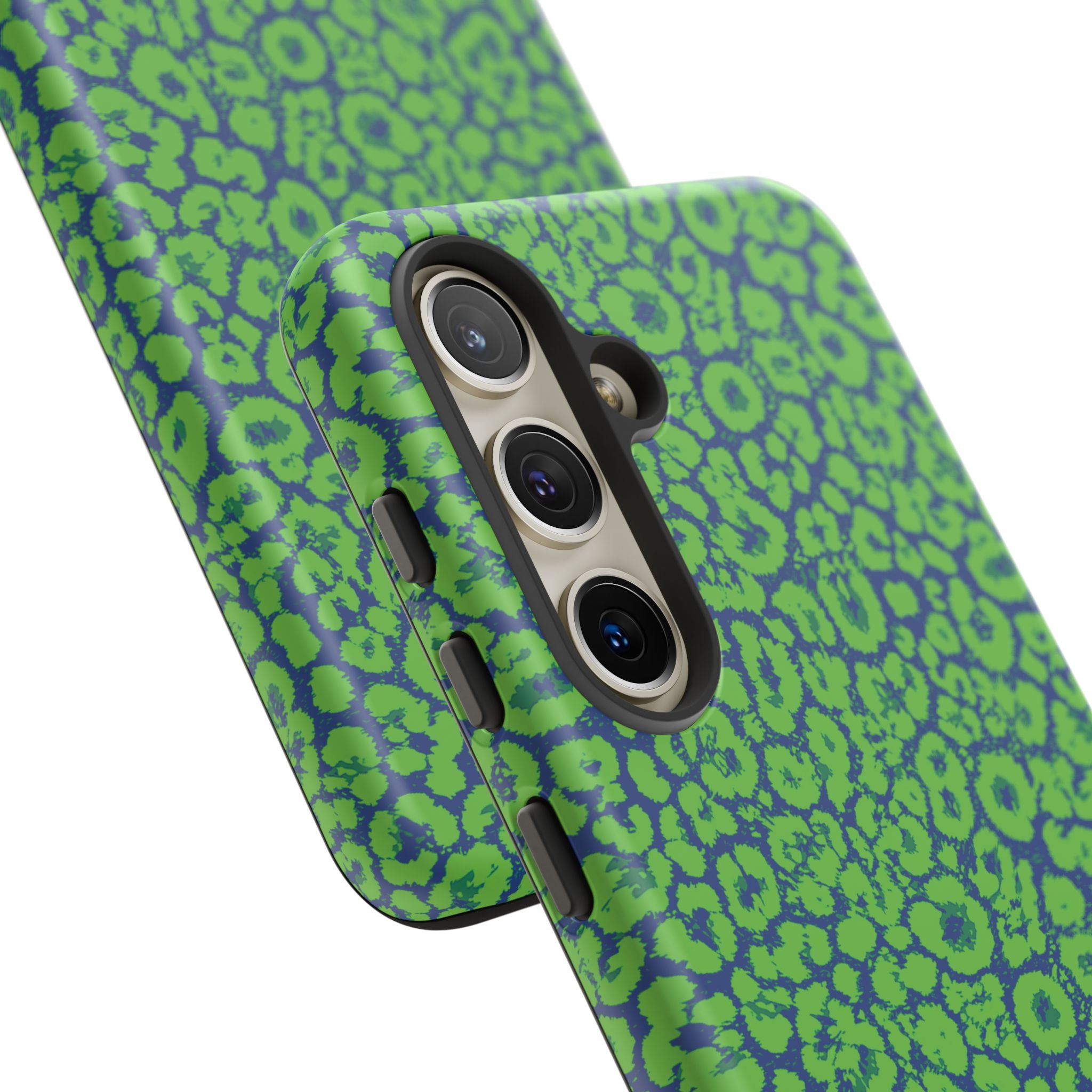 Blue Neon Green  Leopard Tough Phone Case for iPhone, Galaxy, or Google Pixel