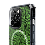 Neon Green Zebra Magnetic iPhone 14, 15, 16 Series Clear Impact Cases