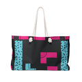 Retro Blocks Black Eco-Friendly Weekender Bag, Travel Tote, Beach Bag