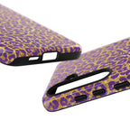 Purple Gold Leopard Tough Phone Case for iPhone, Galaxy, or Google Pixel