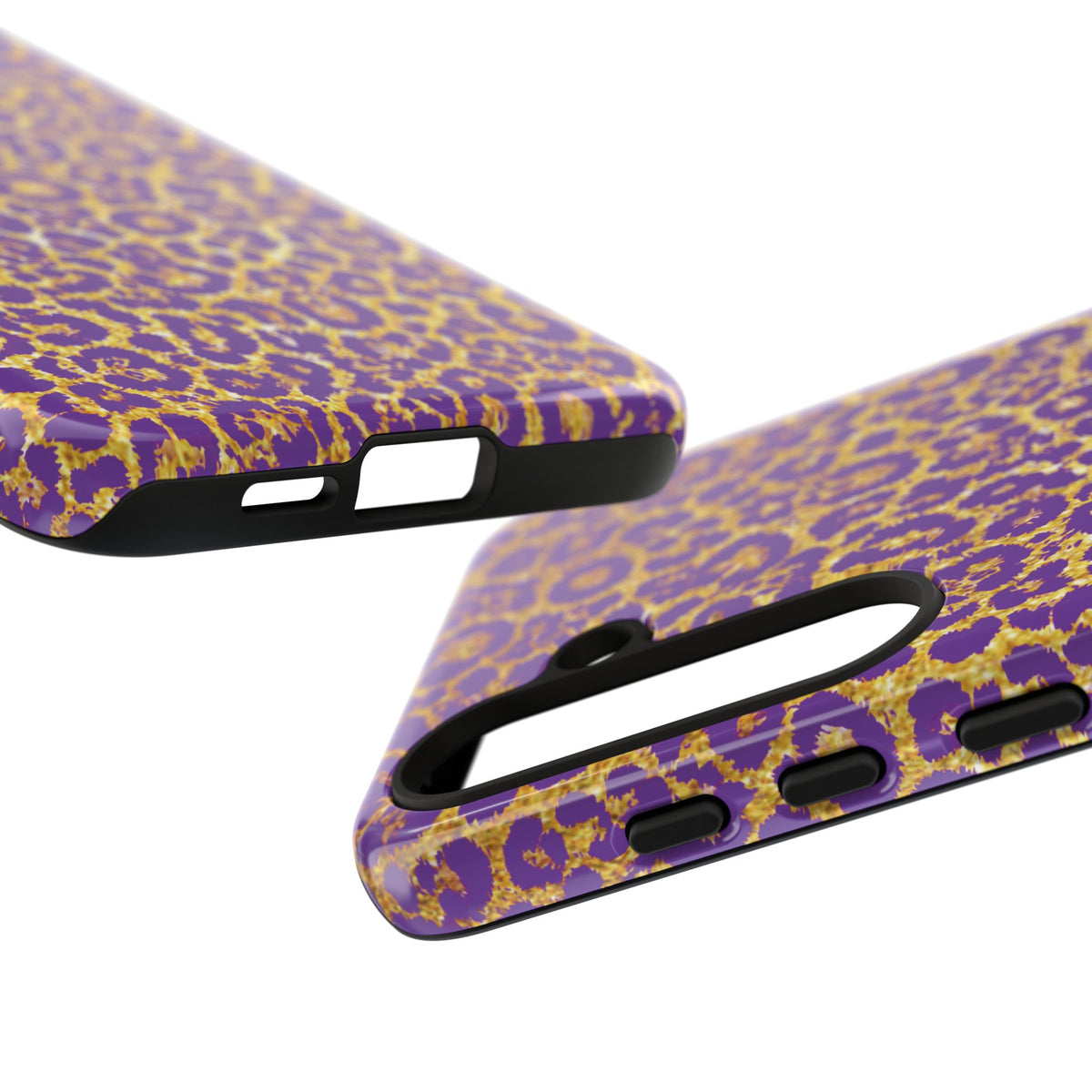Purple Gold Leopard Tough Phone Case for iPhone, Galaxy, or Google Pixel