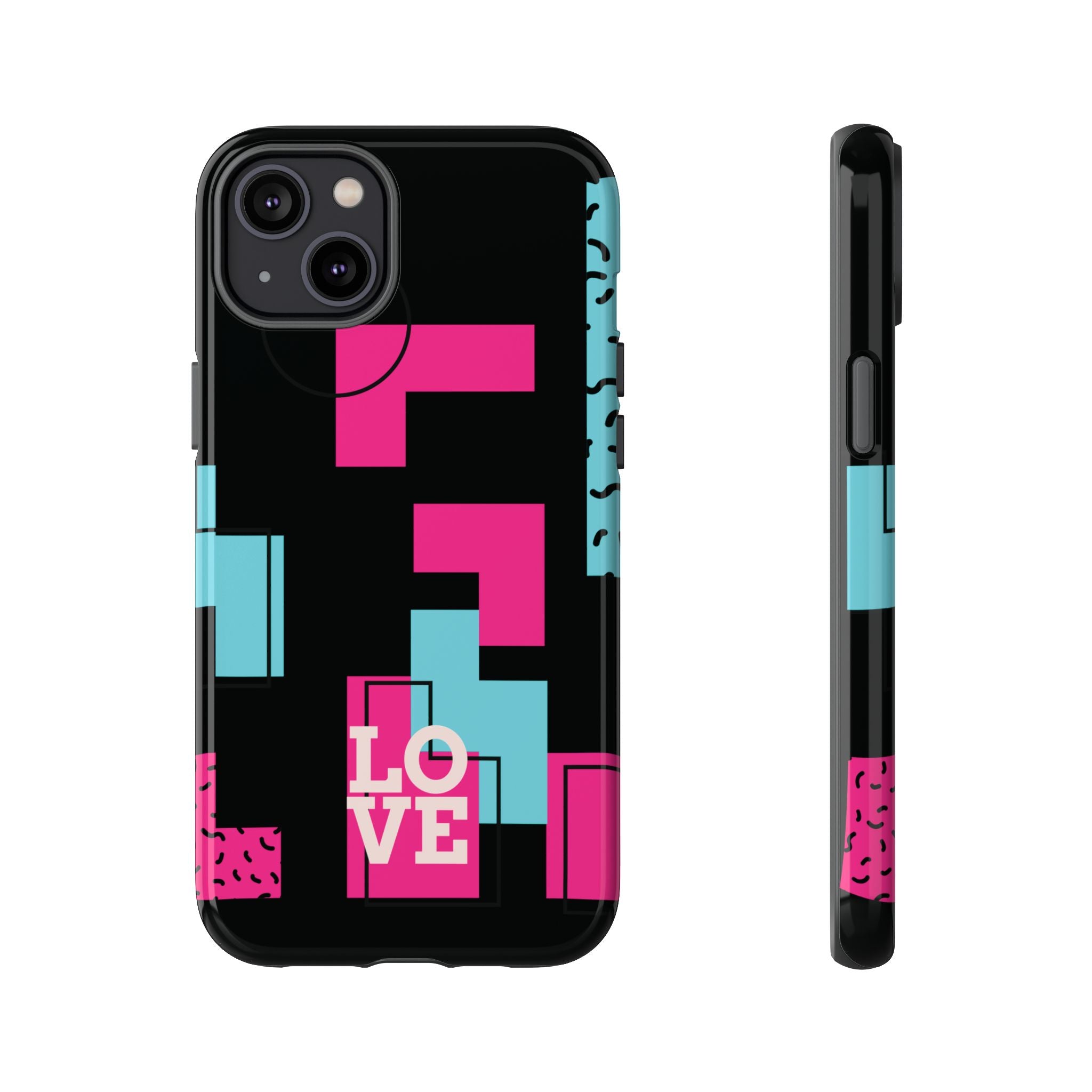 Retro Blocks LOVE Tough Case for iPhone, Galaxy or Google Pixel